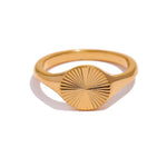 Yhpup Stainless Steel Golden Geometric Ring Statement Metal Texture Fashion Finger Joyería Acero Inoxidable Mujer Gift