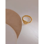 Yhpup Stainless Steel Golden Geometric Ring Statement Metal Texture Fashion Finger Joyería Acero Inoxidable Mujer Gift