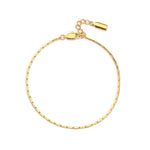 eManco 1.3MM Hammered Wire Chain White Gold  Bracelet Simple Men's No Color Loss Waterproof Hand Jewelry