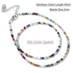 Hot 2mm Natural Crystal Beads Necklace Tiger Eye Stone Black Spinel Mix Quartzs Choker Clavicle Chains For Women Men Jewelry