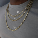 Fashion New Figaro Chain Necklace Men's Punk Silver Color Stainless Steel Long Necklace Men's Hip Hop Jewelry Gift
