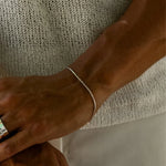 eManco 1.3MM Hammered Wire Chain White Gold  Bracelet Simple Men's No Color Loss Waterproof Hand Jewelry