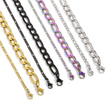 Fashion New Figaro Chain Necklace Men's Punk Silver Color Stainless Steel Long Necklace Men's Hip Hop Jewelry Gift