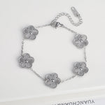 Classic Luxury Stainless Steel Bracelet Ladies Adjustable Five Flower Bracelets for Women New Fashion Party Jewelry Gifts Clover