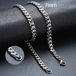 3-11MM Classic Cuban Chain Necklace for Men Women,Silver Black Gold Grey Color Stainless Steel Chains,Basic Punk Jewelry Gift