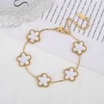 Classic Luxury Stainless Steel Bracelet Ladies Adjustable Five Flower Bracelets for Women New Fashion Party Jewelry Gifts Clover