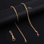 Men Ropes Long Stainless Steel Minimalist Twist Chain Necklace Available in Gold Color Silver Color 2 TO 5mm