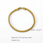 3mm Stainless Steel Geometric Square Cuban Bracelet Simple Men Bracelet Trendy Jewelry Bracelet For Women Accessories