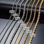 Men Ropes Long Stainless Steel Minimalist Twist Chain Necklace Available in Gold Color Silver Color 2 TO 5mm