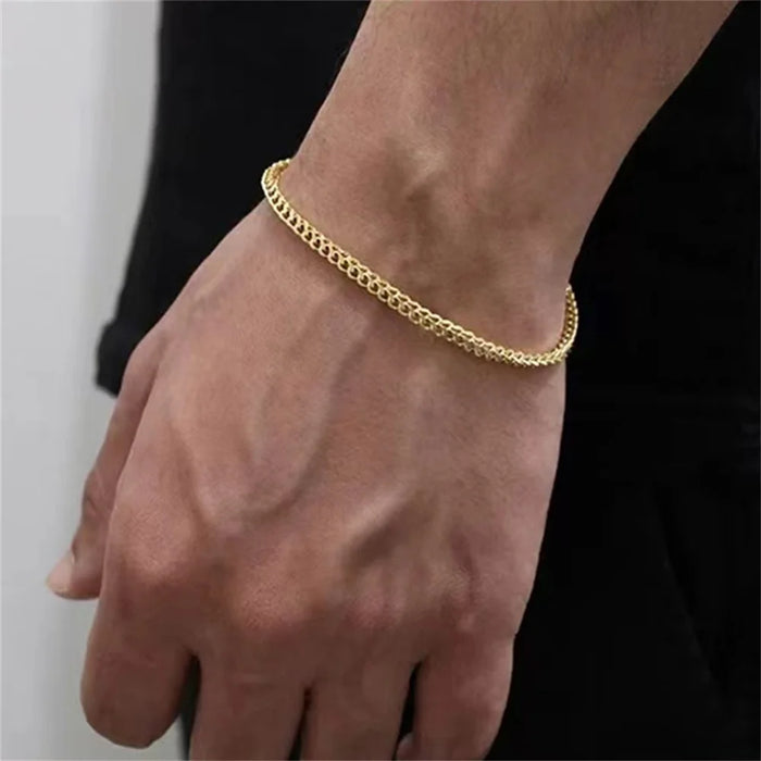 3mm Stainless Steel Geometric Square Cuban Bracelet Simple Men Bracelet Trendy Jewelry Bracelet For Women Accessories