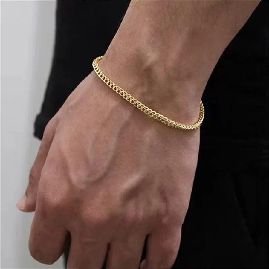 3mm Stainless Steel Geometric Square Cuban Bracelet Simple Men Bracelet Trendy Jewelry Bracelet For Women Accessories