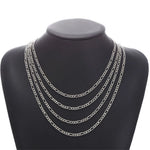 Fashion New Figaro Chain Necklace Men's Punk Silver Color Stainless Steel Long Necklace Men's Hip Hop Jewelry Gift