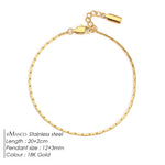 eManco 1.3MM Hammered Wire Chain White Gold  Bracelet Simple Men's No Color Loss Waterproof Hand Jewelry