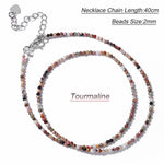 Hot 2mm Natural Crystal Beads Necklace Tiger Eye Stone Black Spinel Mix Quartzs Choker Clavicle Chains For Women Men Jewelry