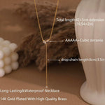 Long Gold Necklace for Women - Dainty Lariat Necklace 14K Gold CZ Y Shaped Teardrop Necklaces Prom Formal Summer Beach Jewelry