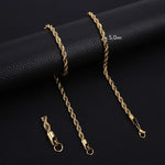 Men Ropes Long Stainless Steel Minimalist Twist Chain Necklace Available in Gold Color Silver Color 2 TO 5mm
