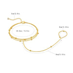 14K Gold Plated Stainless Steel Ring Hand Chain Bracelet for Women  Trendy Bead Satellite Hand Chain Bracelets Jewelry Gift