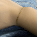 eManco 1.3MM Hammered Wire Chain White Gold  Bracelet Simple Men's No Color Loss Waterproof Hand Jewelry