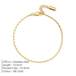 eManco 1.3MM Hammered Wire Chain White Gold  Bracelet Simple Men's No Color Loss Waterproof Hand Jewelry