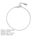 eManco 1.3MM Hammered Wire Chain White Gold  Bracelet Simple Men's No Color Loss Waterproof Hand Jewelry