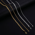 Men Ropes Long Stainless Steel Minimalist Twist Chain Necklace Available in Gold Color Silver Color 2 TO 5mm