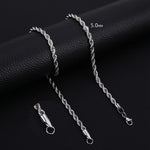Men Ropes Long Stainless Steel Minimalist Twist Chain Necklace Available in Gold Color Silver Color 2 TO 5mm