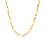 Minimalist Gold Color Chain Necklace for Women Waterproof Stainless Steel Chunky Paperclip Bracelet Hip Rock Jewelry Gift