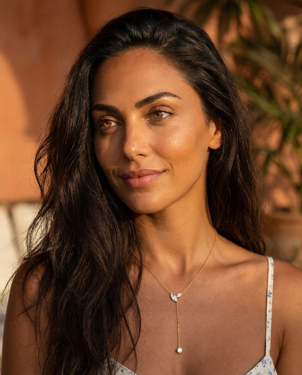 Long Gold Necklace for Women - Dainty Lariat Necklace 14K Gold CZ Y Shaped Teardrop Necklaces Prom Formal Summer Beach Jewelry